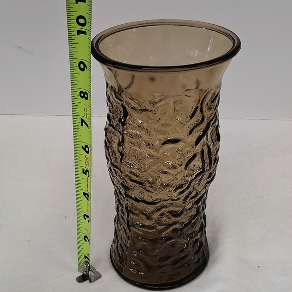 Vintage EO Brody smoked glass crinkle tall 9.5”  vase - Picture 5 of 5
